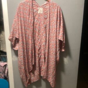 Runaway Child light weigh shrug coral with floral pattern